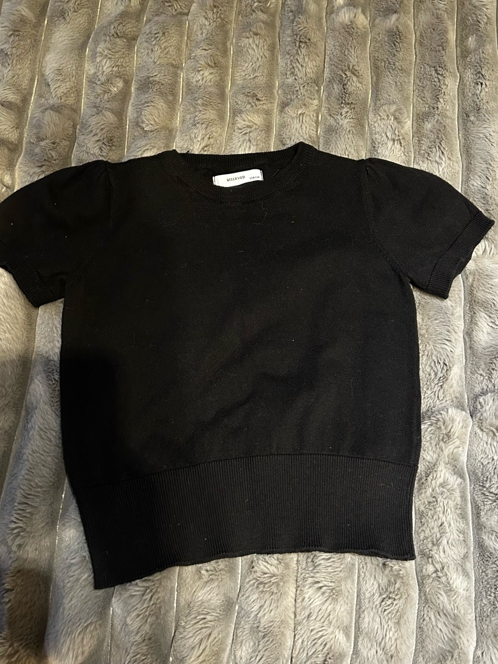 Reserved Black Short-Sleeve Knit Top for Kids